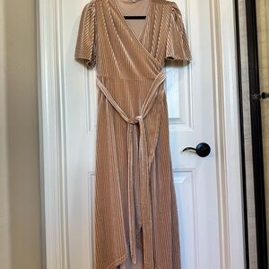 Maternity Velvet Champagne Wrap Dress